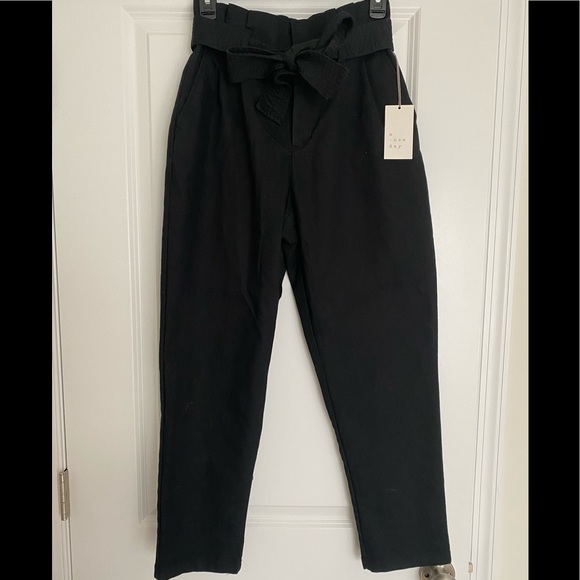 a new day Pants - High-waisted belted paper bag pants